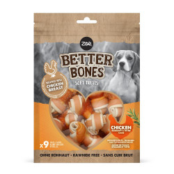 Huesitos suaves envueltos en pollo para perros Zoë Better Bones Pack de 9