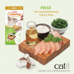 Snack cremoso para gatos Catit Creamy con Superalimentos