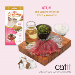 Snack cremoso para gatos Catit Creamy con Superalimentos