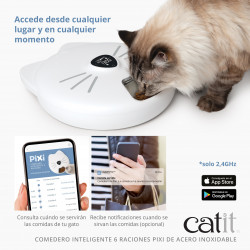 Comedero Inteligente 6 Raciones con Bandeja de Acero Inoxidable Catit PIXI