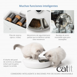 Comedero Inteligente 6 Raciones con Bandeja de Acero Inoxidable Catit PIXI