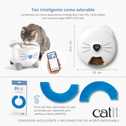 Comedero Inteligente 6 Raciones con Bandeja de Acero Inoxidable Catit PIXI